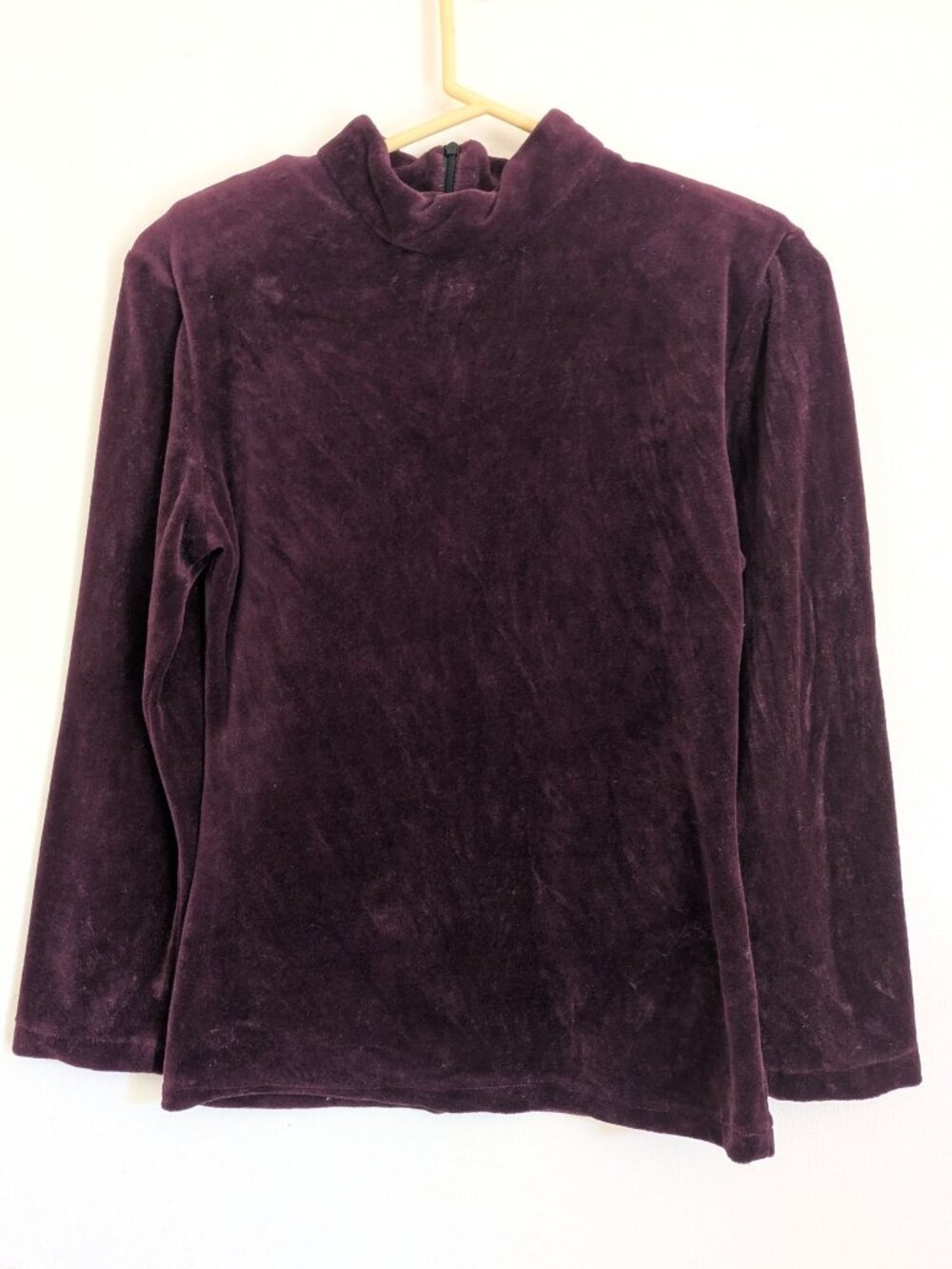 Burgundy Mock Neck Velvet Top Size XS